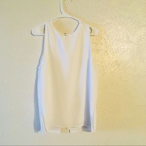 white sleevless top